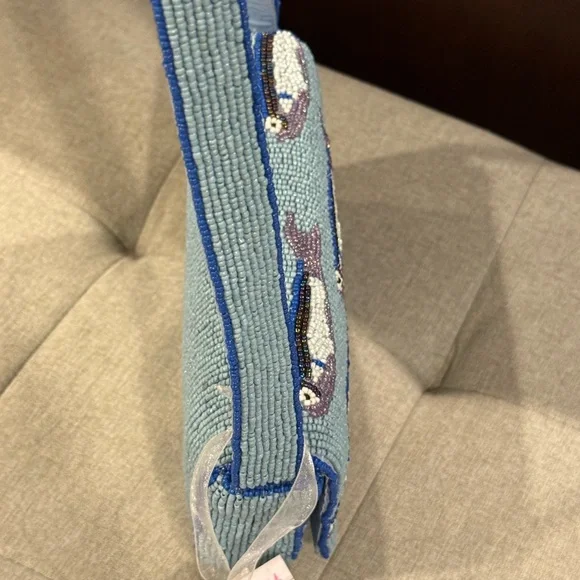 Viral Blue Beaded Sardine Bag - Picture 3 of 6